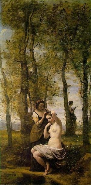 Jean-Baptiste-Camille Corot - Le Toilette (or Landscape with Figures)