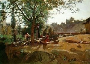Jean-Baptiste-Camille Corot - Peasants under the Trees at Dawn, Morvan