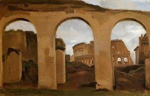 Jean-Baptiste-Camille Corot - Rome - The Coliseum Seen through Arches of the Basilica of Constantine
