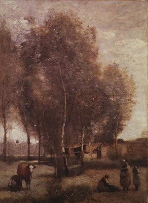 Jean-Baptiste-Camille Corot - St.Catherine-les-Arras-Fields with trees and cottages