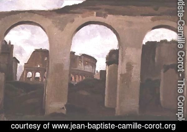 Jean-Baptiste-Camille Corot - The Colosseum, seen through the Arcades of the Basilica of Constantine, 1825