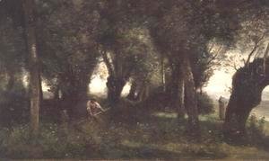 Jean-Baptiste-Camille Corot - Man Scything by a Willow Plot, c.1855-60