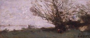 Jean-Baptiste-Camille Corot - Winter Landscape Beside a Lake