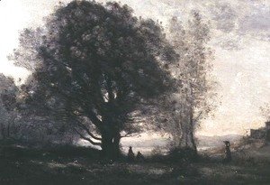 Jean-Baptiste-Camille Corot - The Green-oaks in the Valley (Les Chenes-verts Dans La Vallee)