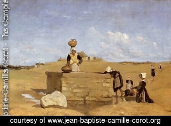 Jean-Baptiste-Camille Corot - Breton Women at the Well near Batz, c.1842