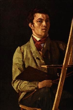 Jean-Baptiste-Camille Corot - Self Portrait, Sitting next to an Easel, 1825