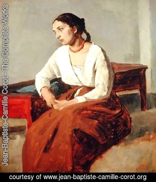 Jean-Baptiste-Camille Corot - Seated Woman in Brown Skirt