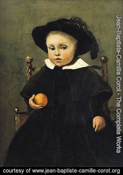 The Painter Adolphe Desbrochers (1841-1902) as a Child, Holding an Orange, 1845