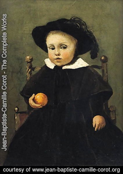 Jean-Baptiste-Camille Corot - The Painter Adolphe Desbrochers (1841-1902) as a Child, Holding an Orange, 1845