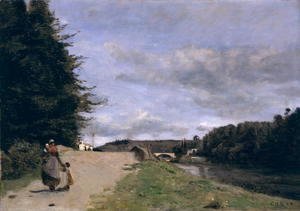 Jean-Baptiste-Camille Corot - Landscape with Mother and Children