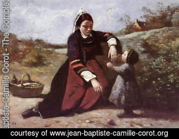 Jean-Baptiste-Camille Corot - Breton Woman and her Little Girl, 1855-65