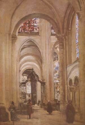 Interior of the Cathedral of St. Etienne, Sens, c.1874