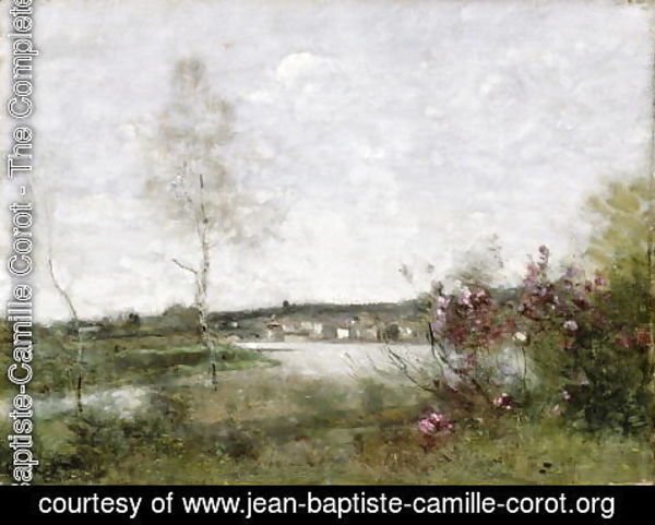 Jean-Baptiste-Camille Corot - Distant View of Corbeil, Morning, c.1870