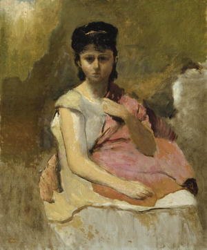 Jean-Baptiste-Camille Corot - Woman with a Pink Shawl, c.1868