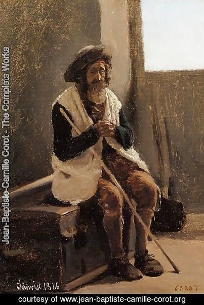 Old Man Seated on Corot's Trunk