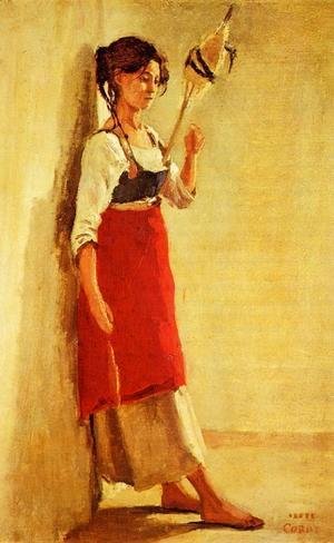 Jean-Baptiste-Camille Corot - Young Italian Woman from Papigno with Her Spindle