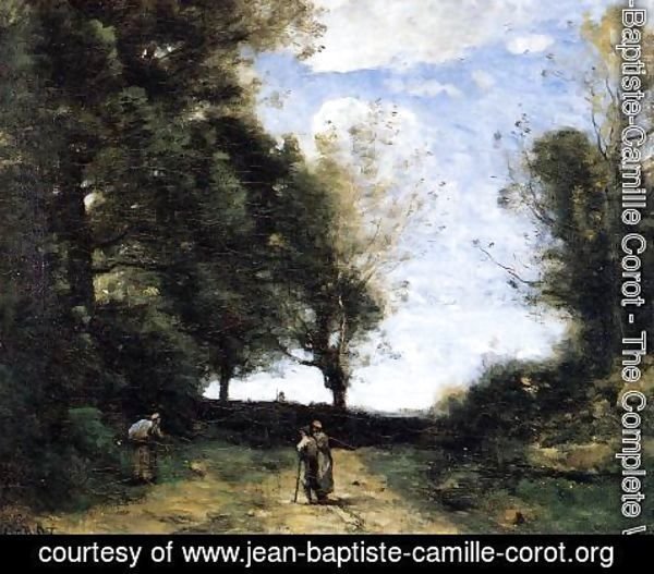 Jean-Baptiste-Camille Corot - Landscape with Three Figures