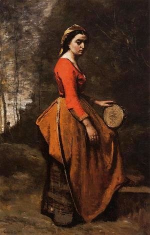 Jean-Baptiste-Camille Corot - Gypsy with a Basque Tamborine