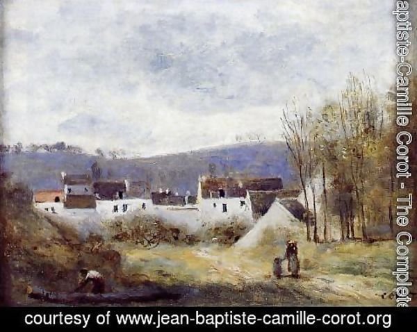 Jean-Baptiste-Camille Corot - Village at the Foot of a Hill, Ile-de-France