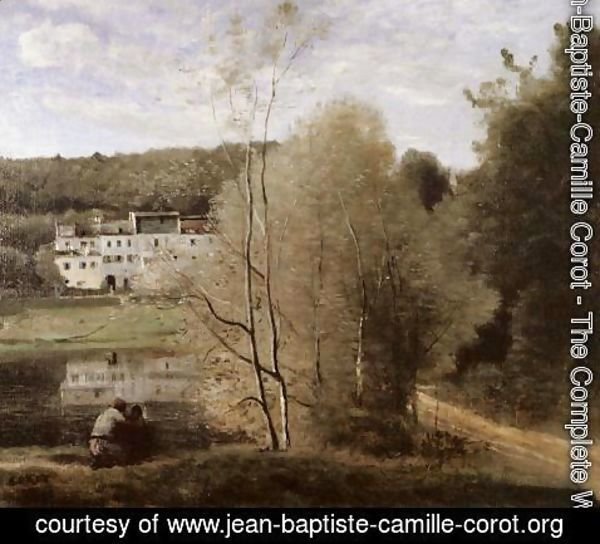 Jean-Baptiste-Camille Corot - The Pond and the Cabassud Houses at Ville-d'Avray