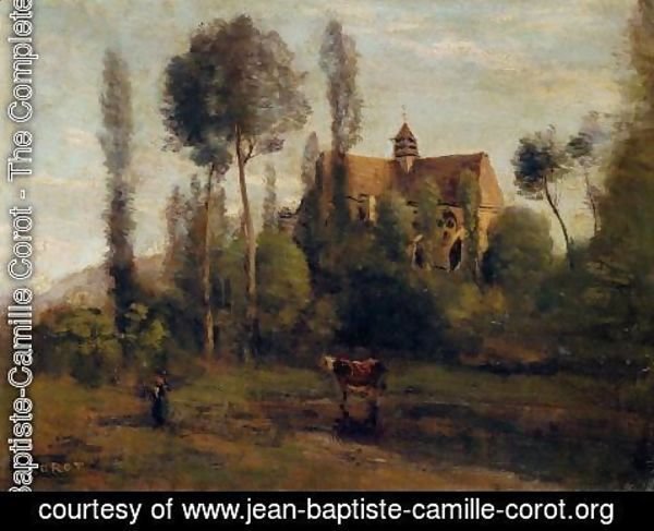 Jean-Baptiste-Camille Corot - The Church at Essommes, near the Chateau Thierry