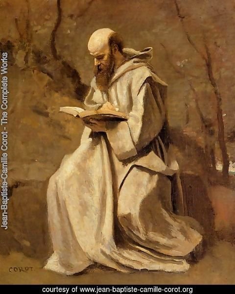 Monk in White, Seated, Reading