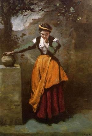 Jean-Baptiste-Camille Corot - Daydreaming at the Fountain