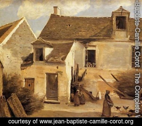 Jean-Baptiste-Camille Corot - Courtyard of a Bakery near Paris