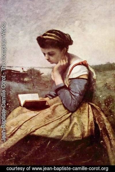 Jean-Baptiste-Camille Corot - Woman Reading in a Landscape