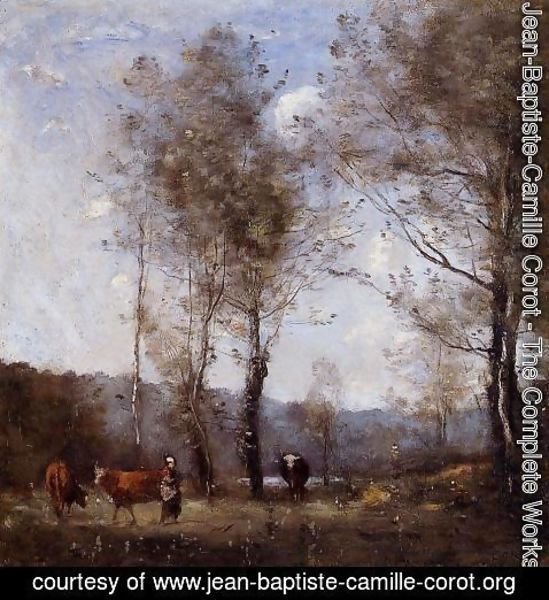 Jean-Baptiste-Camille Corot - Ville d'Avray, Cowherd in a Clearing near a Pond