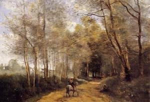 Ville d'Avray - Horseman at the Entrance of the Forest