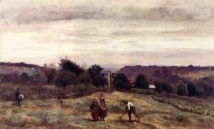Jean-Baptiste-Camille Corot - Ville d'Avray - the Heights: Peasants Working in a Field