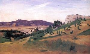 Jean-Baptiste-Camille Corot - Olevano, the Town and the Rocks