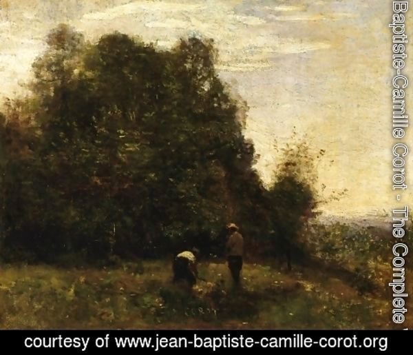 Jean-Baptiste-Camille Corot - Two Figures - Working in the Fields
