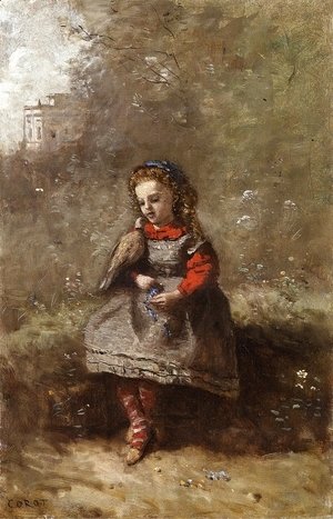 Jean-Baptiste-Camille Corot - Mlle. Leotine Desavary Holding a Turtledove