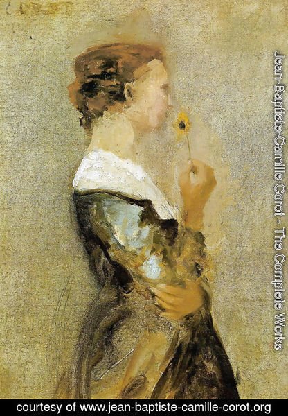 Jean-Baptiste-Camille Corot - A woman with a flower