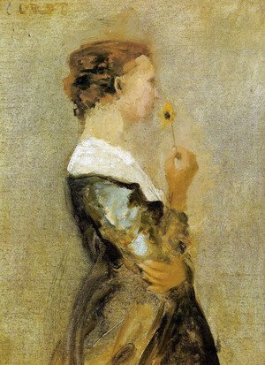 A woman with a flower