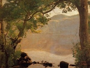 Jean-Baptiste-Camille Corot - Lake Nemi, Seen through Trees