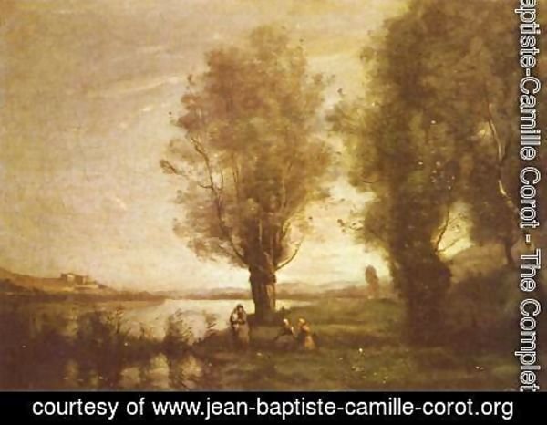 Jean-Baptiste-Camille Corot - Rast unter Weiden am Wasser
