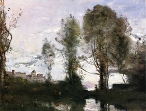 Jean-Baptiste-Camille Corot - Edge of a Lake (also known as Souvenir of Italy)