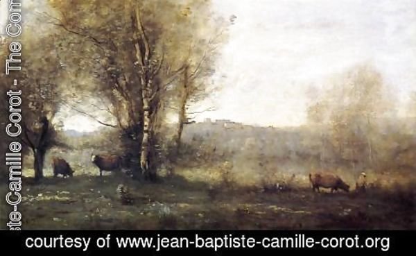 Jean-Baptiste-Camille Corot - Pond with Three Cows (also known as Souvenir of Ville d'Avray)