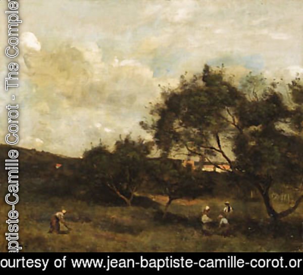 Jean-Baptiste-Camille Corot - Paysans en vue d'un village (Peasants within sight of a Village)