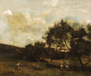 Jean-Baptiste-Camille Corot - Paysans en vue d'un village (Peasants within sight of a Village)