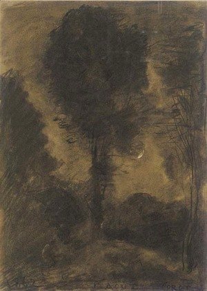 A landscape with figures among trees