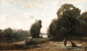 Jean-Baptiste-Camille Corot - Prairie au bord d'une rivire
