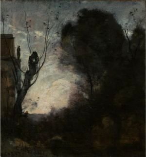 Jean-Baptiste-Camille Corot - Souvenir D'Une Villa Italienne, Effet Du Soir