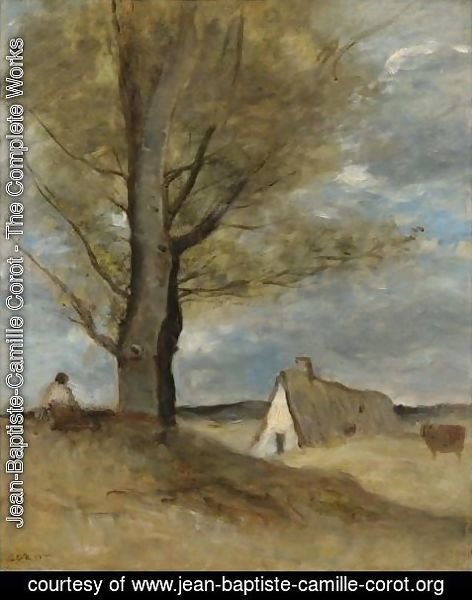 Jean-Baptiste-Camille Corot - Study Of A Landscape With Figure