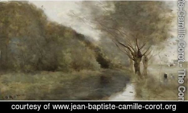 Jean-Baptiste-Camille Corot - Pres Gisors Saulaie Et Riviere, Effet Du Matin 2