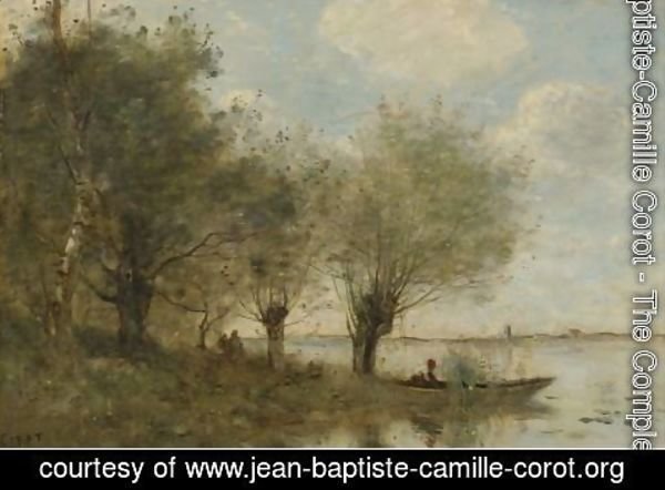 Jean-Baptiste-Camille Corot - La Barque A La Pointe De L'Ile