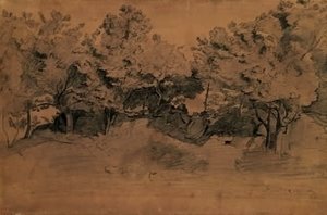 Jean-Baptiste-Camille Corot - Landscape of Royat, study of trees